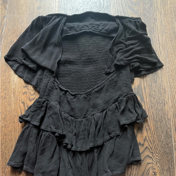 Bandeau layered ruffle cutout black romper chic me size small - Picture 4 of 5